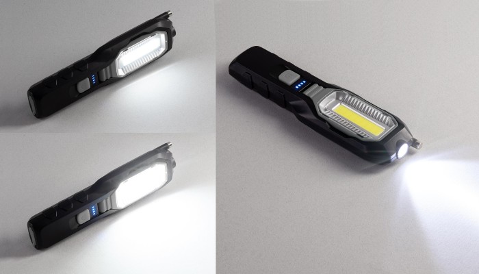Многофункциональный фонарь с аккумулятором 1800 mAh, черный с серым
