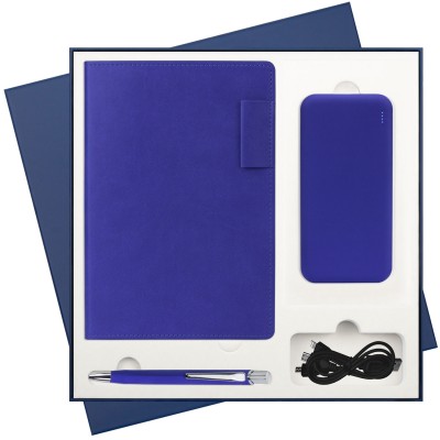 Набор Portobello/In Color Latte Ultramarine: Ежедневник недат А5, ручка, Power Bank, ярко-синий
