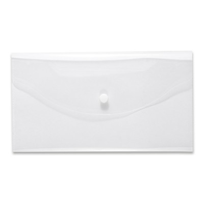 Папка-конверт с кнопкой, 250×135мм., 150 мкм, прозрачная бесцветная