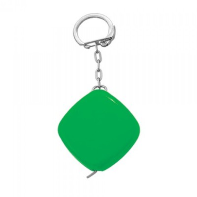 Брелок-рулетка "Ромб", зеленый, 3, 5х3, 5см, 1метр