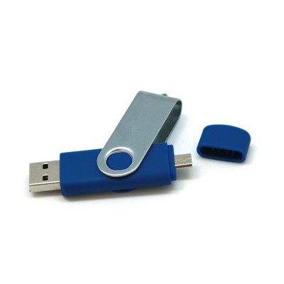 Флешка 16 Гб с дополнительным разъемом Micro USB, синий