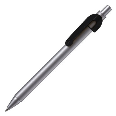 Ручка шариковая, серебристая с черной отделкой