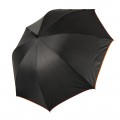 Зонт-трость, черный с оранжевой отделкой, 103см