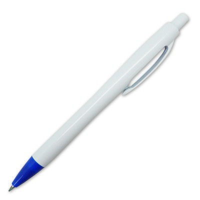 Ручка шариковая, белая с синей отделкой