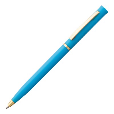 Ручка шариковая, пластик/металл, золотистый/голубой