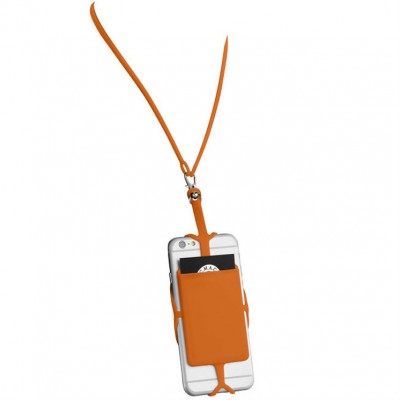 Картхолдер со шнурком с RFID защитой, оранжевый