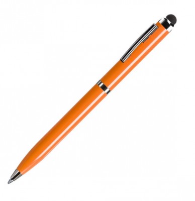 Ручка шариковая со стилусом, оранжевый/хром, металл