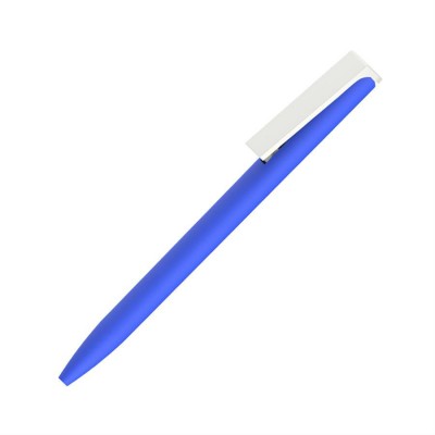 Ручка шариковая, пластик/soft touch, синий с белым