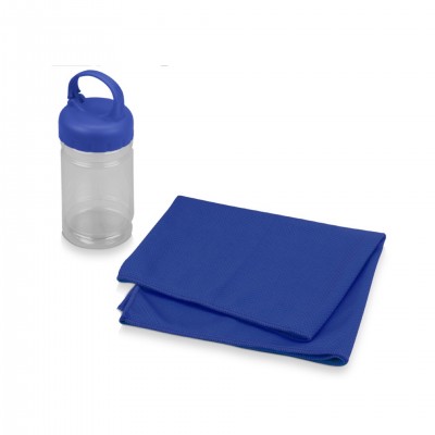 Набор для фитнеса: охлаждающее полотенце и бутылка 300мл, синий