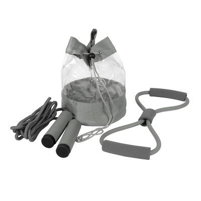Набор для фитнеса эспандер, скакалка сумка, полиуретан, серый