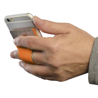 Картхолдер для телефона с отверстием для пальца, 8,6 х 5,8 см, силикон, оранжевый