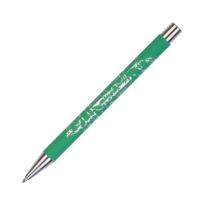 Ручка шариковая без клипа, покрытие soft touch, зеленая