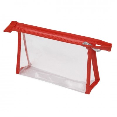 Прозрачная пластиковая косметичка с красной отделкой