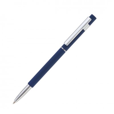 Ручка шариковая СТАР, покрытие soft touch, цвет темно-синий