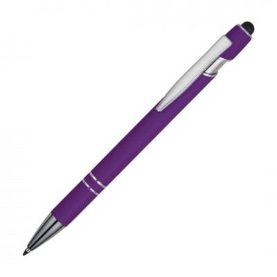 Ручка-стилус шариковая, soft-touch, фиолетовая