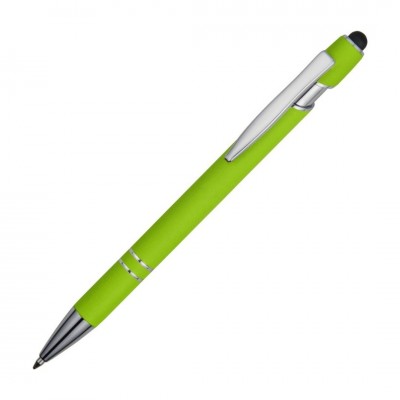 Ручка-стилус шариковая, soft-touch, светло-зеленая