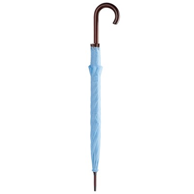 Зонт-трость 100см с деревянной ручкой, голубой