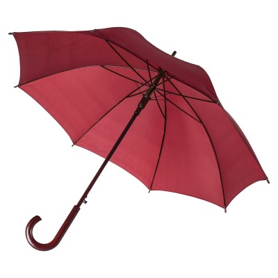 Зонт-трость 100см с деревянной ручкой, бордовый
