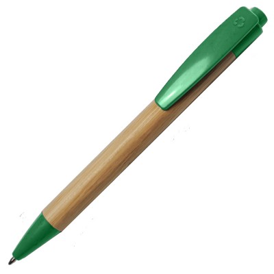 Ручка шариковая, пластик с добавлением пшеничного волокна, зеленая