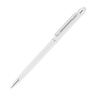 Ручка шариковая, стилус, металл, белая