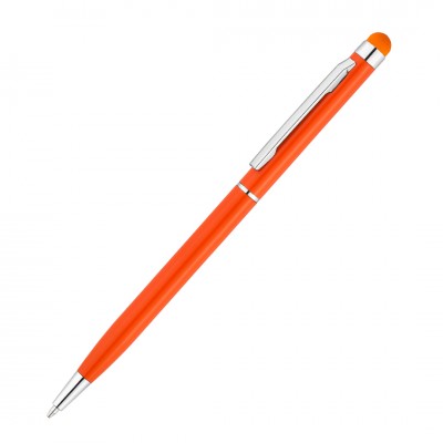 Ручка шариковая, стилус, металл, оранжевая