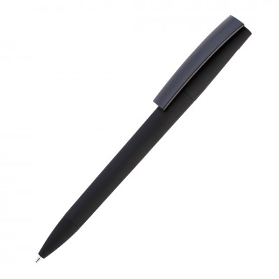 Ручка шариковая ZET, софт-тач, черная/черная