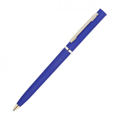 Ручка с золотистой отделкой, пластик, синяя