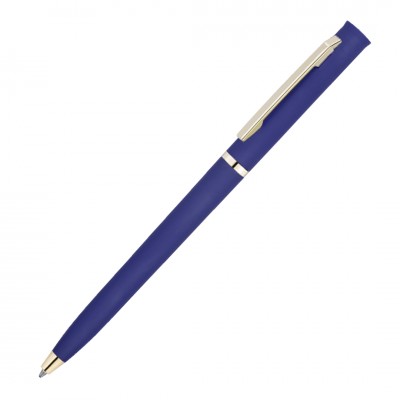 Ручка с золотистой отделкой, пластик, темно-синяя