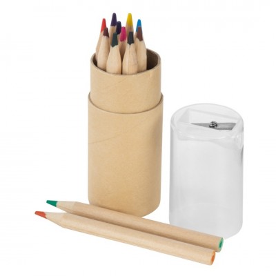 Набор 12 цветных карандашей с точилкой, прозрачный