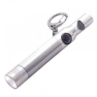 Брелок-фонарик со свистком, металл, 9, 4х1, 2см серебро