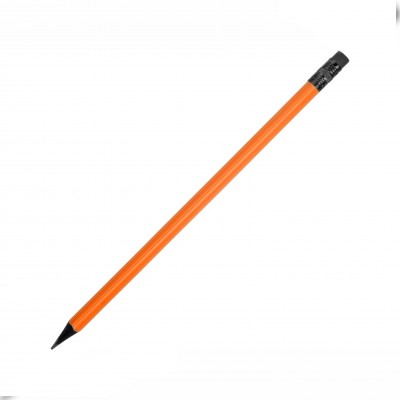 Карандаш трехгранный с ластиком, оранжевый