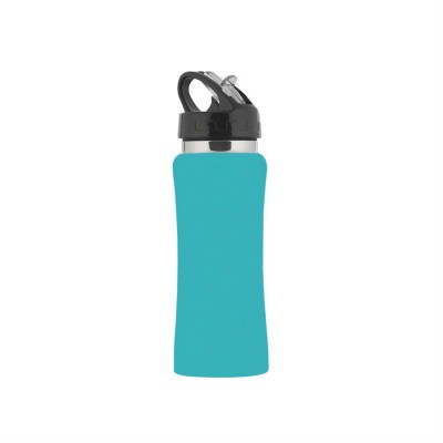 Бутылка спортивная, нержавеющая сталь/soft touch/пластик, 0,6 л., бирюзовый