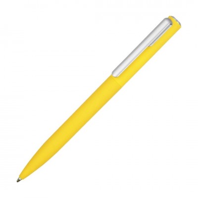 Ручка пластиковая шариковая, покрытие soft-touch, пластик, желтая