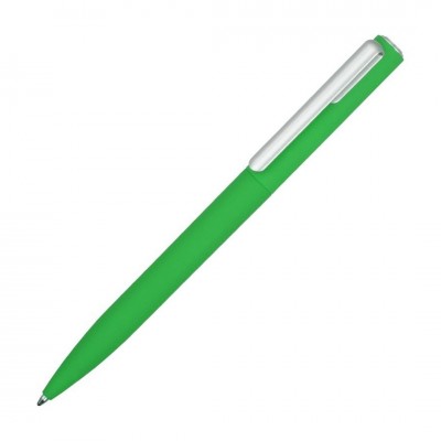 Ручка пластиковая шариковая, покрытие soft-touch, пластик, зеленый