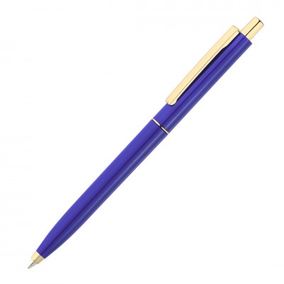 Ручка шариковая, пластик, синяя с золотом