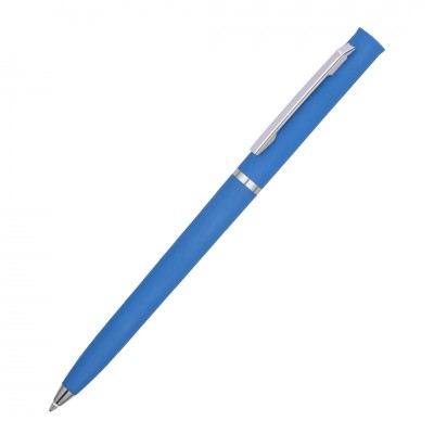 Ручка шариковая, пластик soft-touch,  голубая