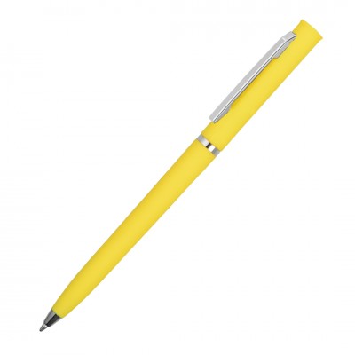 Ручка шариковая, пластик soft-touch,  желтая